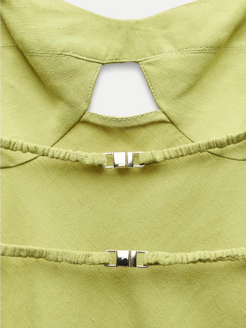 Zara Lime Green Linen Blend Midi Dress - Picture 6 of 10